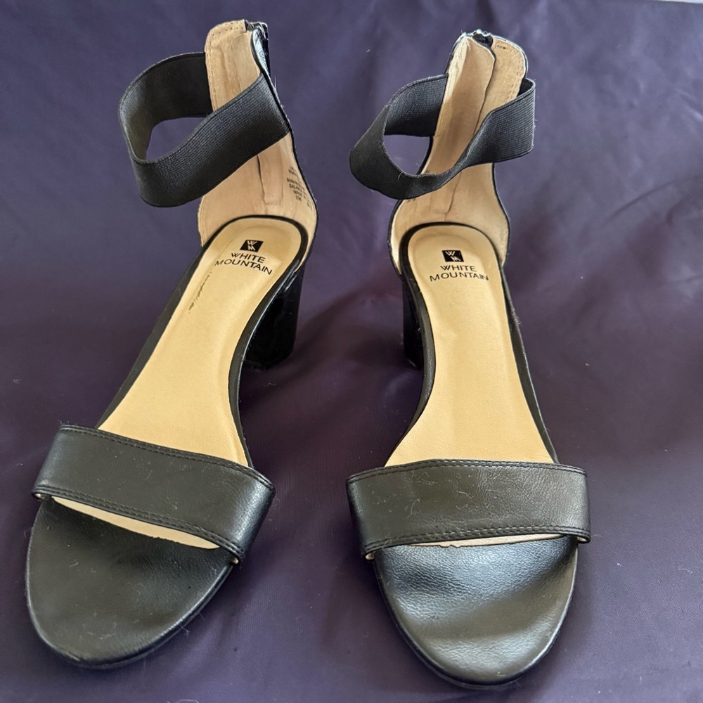 Women’s‎ White Mountain Elinie Black Ankle Strap Heels-Size 9m